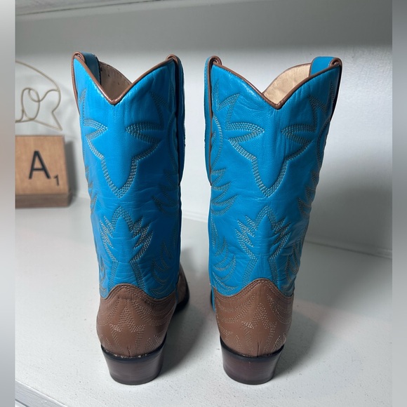 Vintage Guess by Marciano Western Cowboy Boots Brown & Turquoise Women 8 Leather - Picture 5 of 8